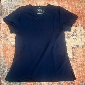 🔥🔥 revel women’s stretch scrub top navy blue size medium